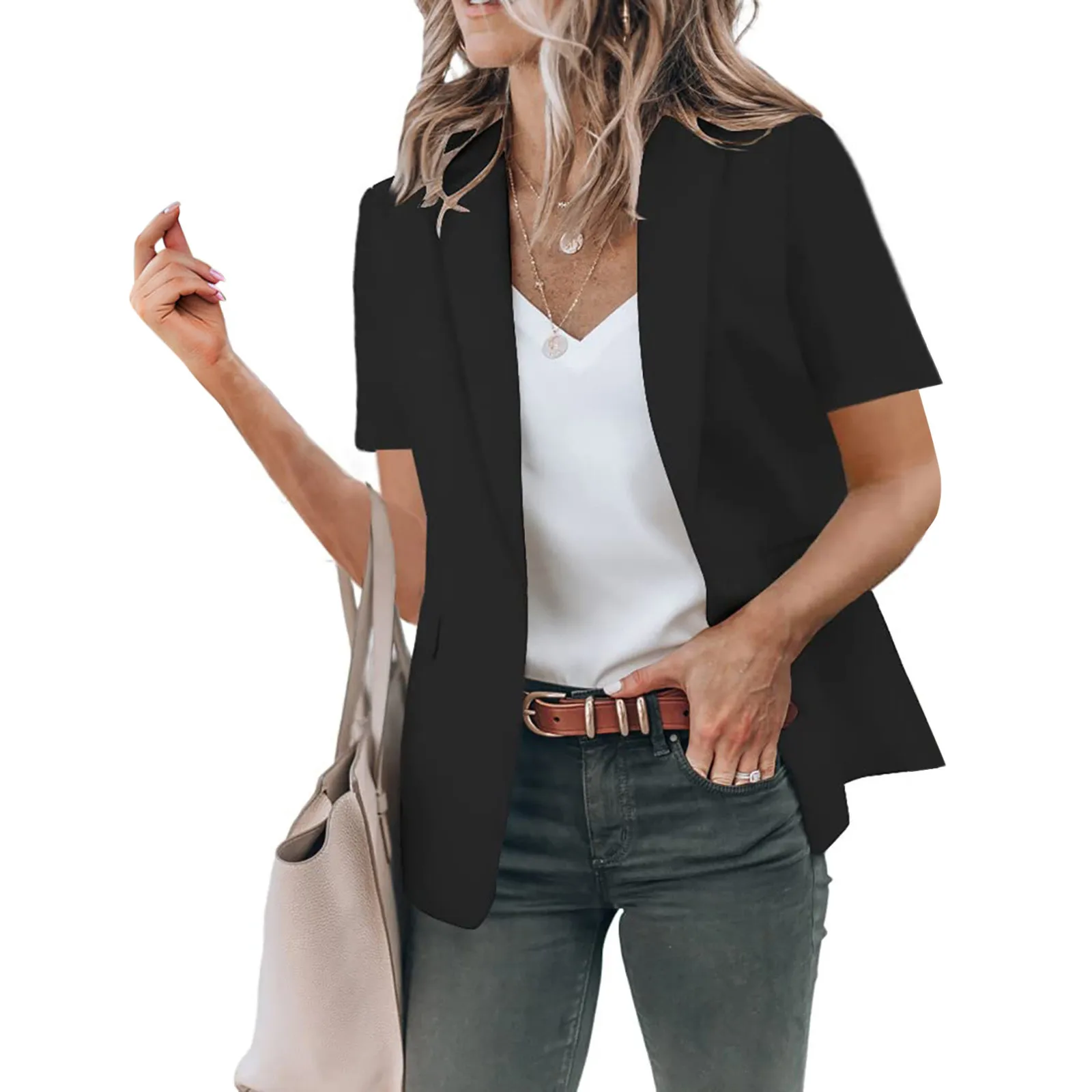 Summer Women'S Temperament Fashionable And Loose Fitting Small Suit European And American Solid Color Suit For Daliy Work
Summer Women'S Temperament Fashionable And Loose Fitting Small Suit European And American Solid Color Suit For Daliy Work
