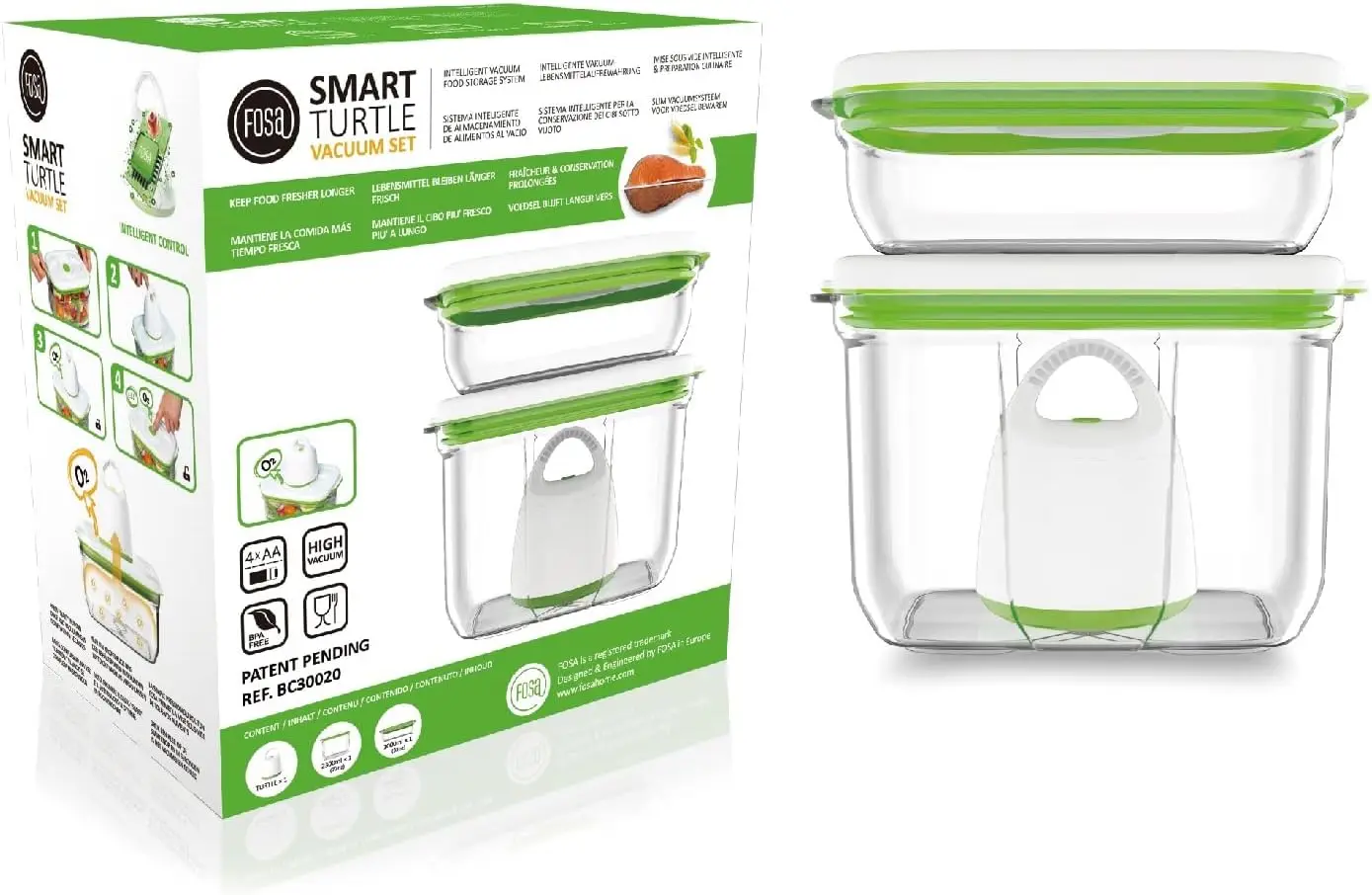 Vacuum Seal Food Storage System - Reusable Containers Starter Set & 2 Large Stackable Containers