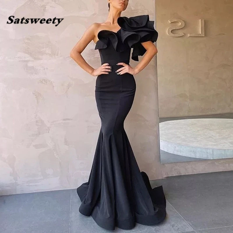 Sexy One-Shoulder Mermaid Evening Dresses Ruffles Short Sleeve Backless Prom Gown For Women Formal Simple High Quality
Sexy One-Shoulder Mermaid Evening Dresses Ruffles Short Sleeve Backless Prom Gown For Women Formal Simple High Quality