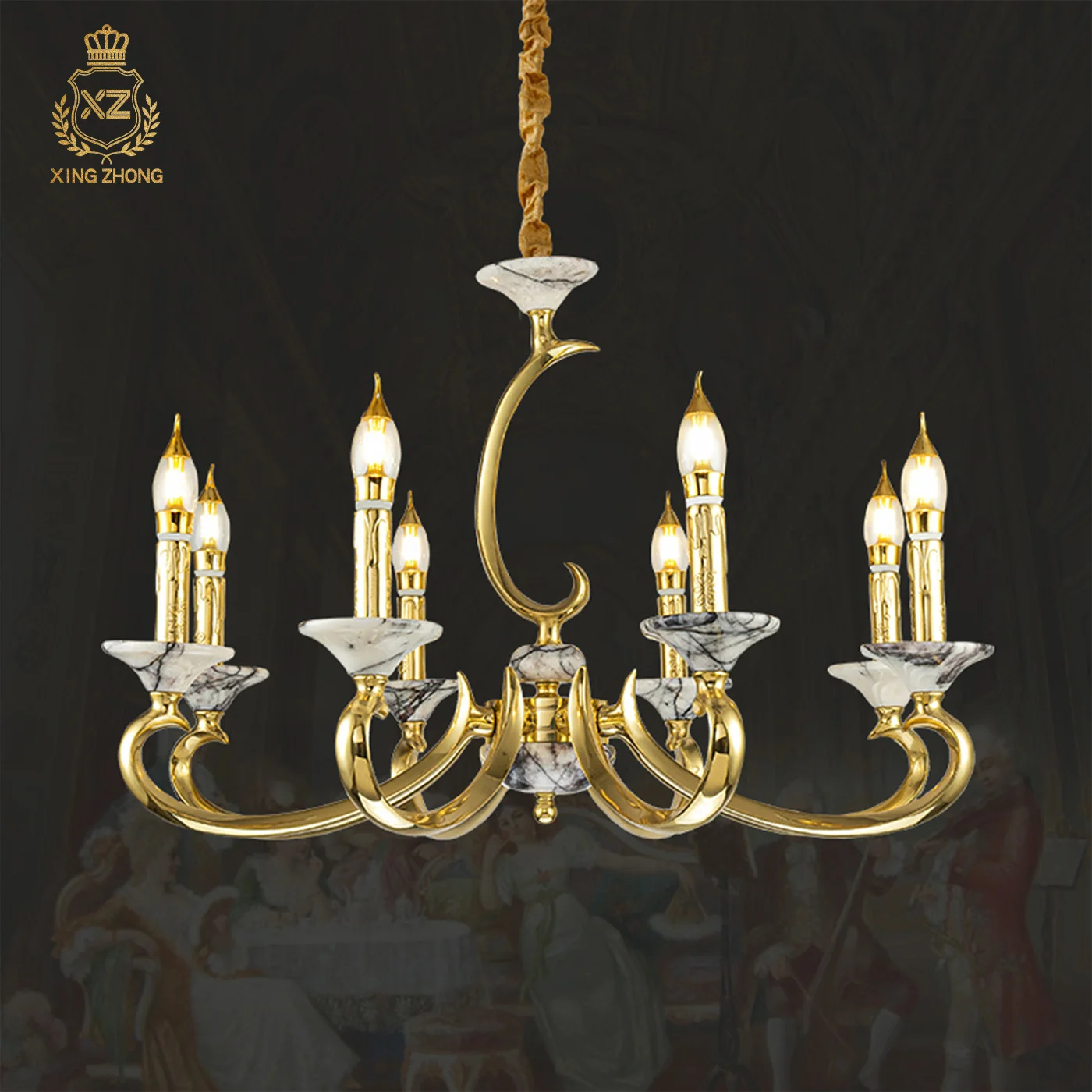 European Art Design Apartment Dining Room Aesthetic Brass Chandelier Hotel Hall Candle Pendant Lamp
European Art Design Apartment Dining Room Aesthetic Brass Chandelier Hotel Hall Candle Pendant Lamp