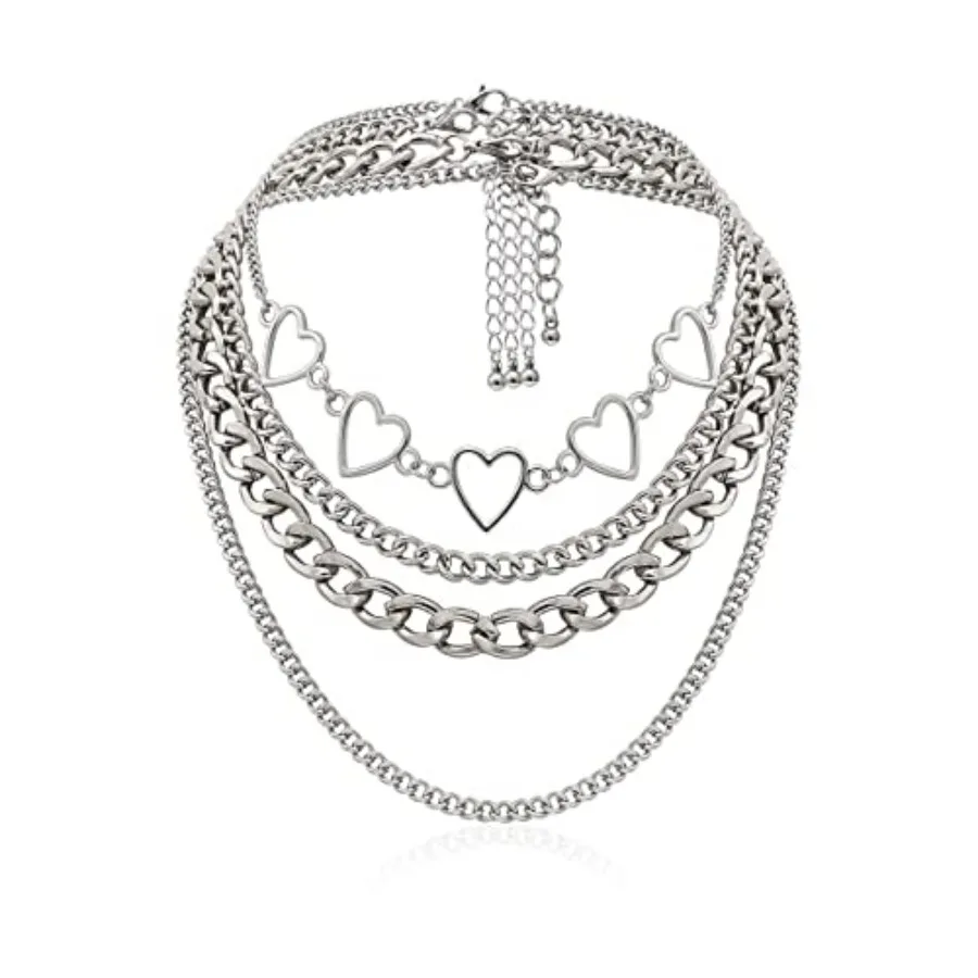 Simple Heart Necklace Lolita Choker Chain Layered Cuban Chunky Silver Chain Necklace for Women Men Chic y2k Clothes Jewelry
Simple Heart Necklace Lolita Choker Chain Layered Cuban Chunky Silver Chain Necklace for Women Men Chic y2k Clothes Jewelry