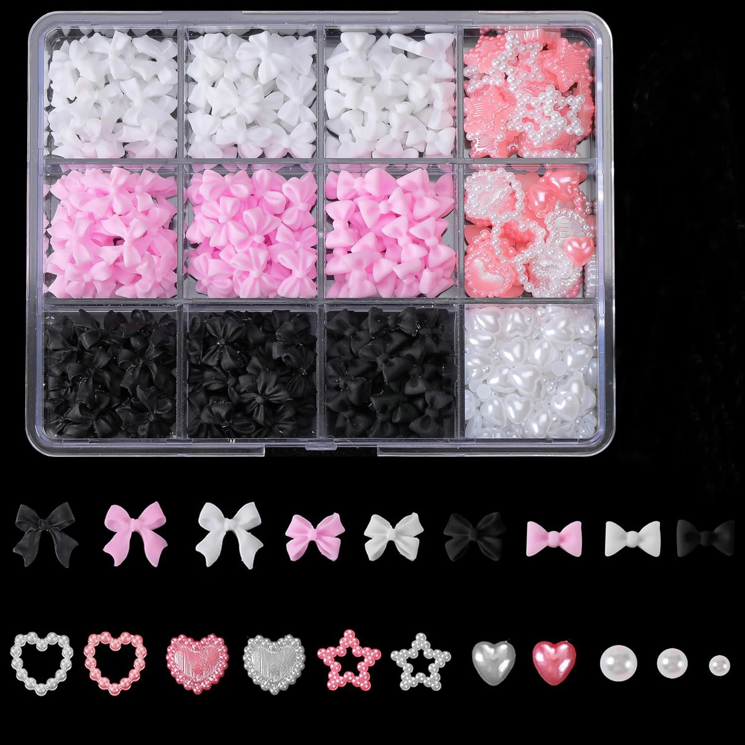Nail Art Decorations Set with Bowknots, Hearts, Stars, Pearls & Bow Tie Unscented Resin Bowknot Nail Art AccessoriesNail Crafts
Nail Art Decorations Set with Bowknots, Hearts, Stars, Pearls & Bow Tie Unscented Resin Bowknot Nail Art AccessoriesNail Crafts