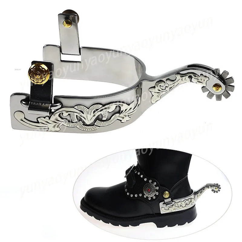 Stainless Steel Men's Western Denim Spurs German Silver Decorative Plate with Gear and Copper Cap Buckle SP5133
Stainless Steel Men's Western Denim Spurs German Silver Decorative Plate with Gear and Copper Cap Buckle SP5133