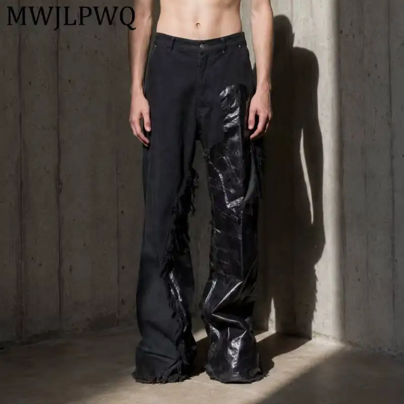 MWJLPWQ Autumn Spliced Flare Jeans Raw Fringe Frayed Edge Coated Patch Floor Stack Hem Unisex Grunge Street Denim Trousers 17117
MWJLPWQ Autumn Spliced Flare Jeans Raw Fringe Frayed Edge Coated Patch Floor Stack Hem Unisex Grunge Street Denim Trousers 17117