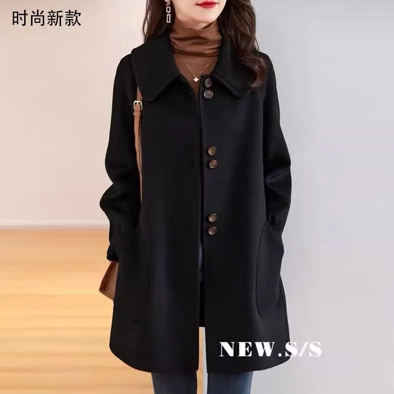Women High Quality Korean Woolen Coat 2026 Spring Autumn New Woolen Jacket Loose Slim Outwear Temperament Long Overcoat Ladies
Women High Quality Korean Woolen Coat 2026 Spring Autumn New Woolen Jacket Loose Slim Outwear Temperament Long Overcoat Ladies