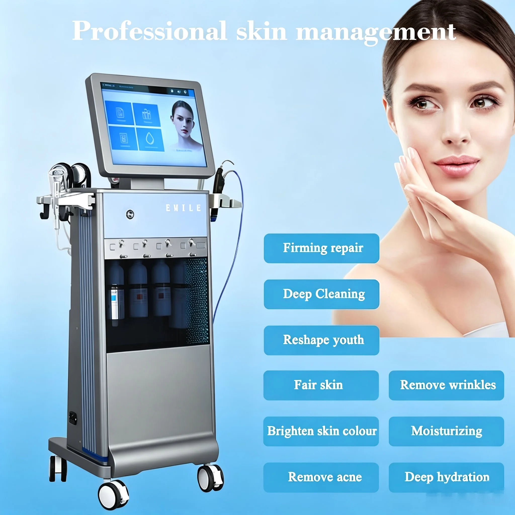 4 in1 Hydro Diamond Machine Hydra Skin Deep Cleaning Facial Care Equipment Dermabrasion Machine Water Jet
4 in1 Hydro Diamond Machine Hydra Skin Deep Cleaning Facial Care Equipment Dermabrasion Machine Water Jet