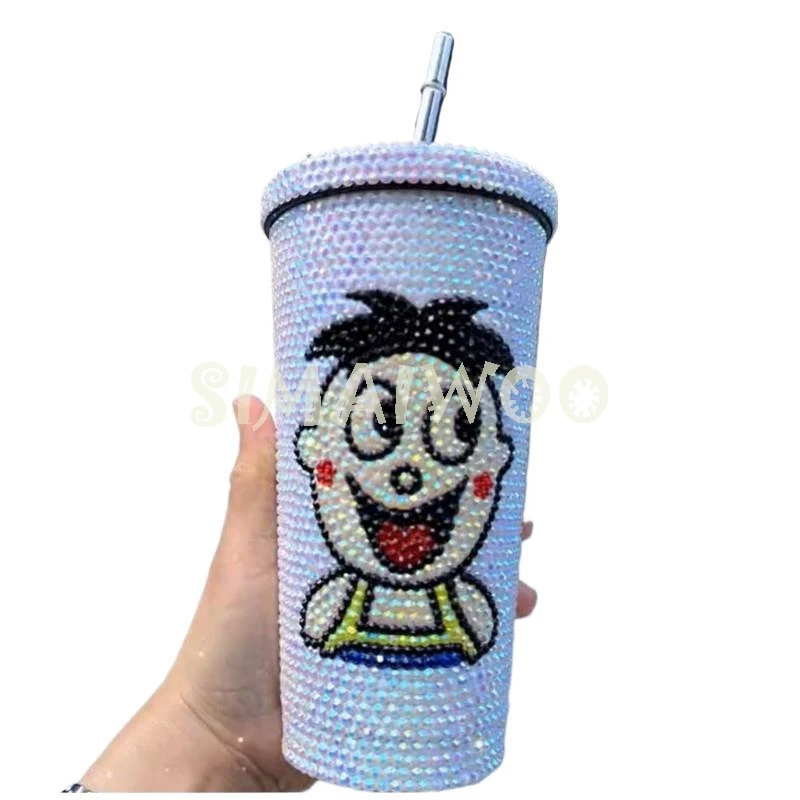 500ml Rhinestone Straw Cup Hamburger Design Coffee Mug Double Layer Ice Drink Vacuum Thermal Insulated Flask Handmade Bling Gift
500ml Rhinestone Straw Cup Hamburger Design Coffee Mug Double Layer Ice Drink Vacuum Thermal Insulated Flask Handmade Bling Gift