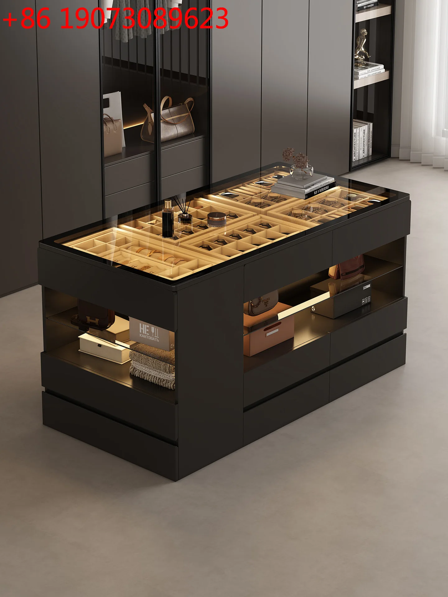 American minimalist style island cabinet floor-to-ceiling jewelry dresser cloakroom jewelry cabinet
American minimalist style island cabinet floor-to-ceiling jewelry dresser cloakroom jewelry cabinet