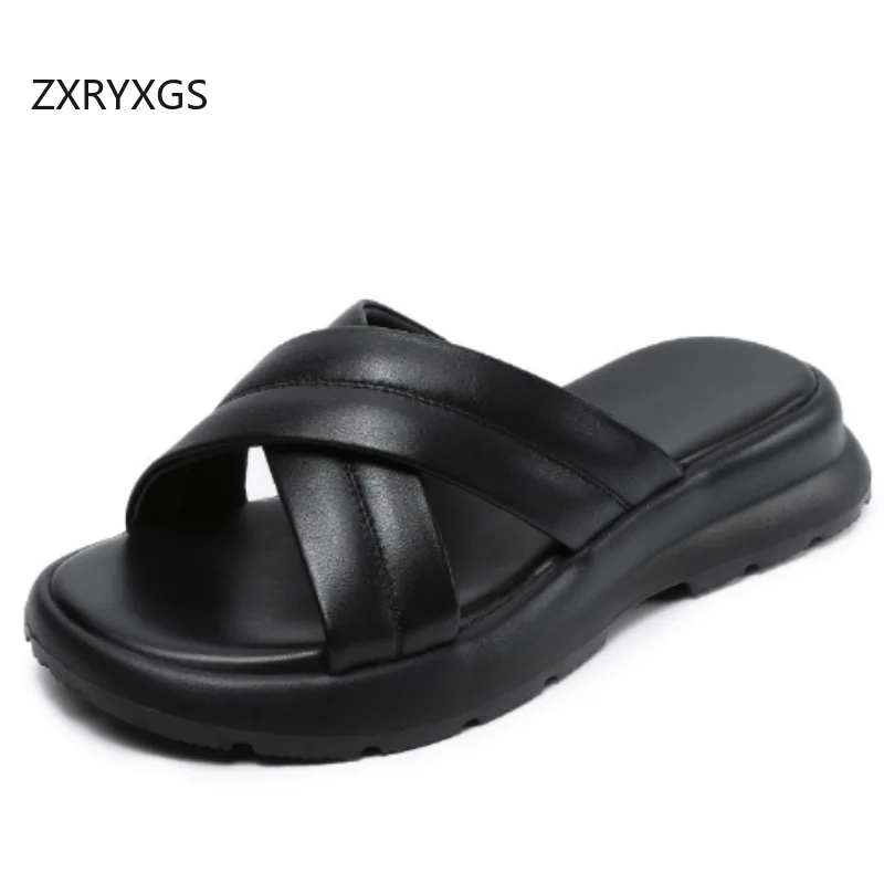 ZXRYXGS 2025 New Summer Open Toe Premium Sheepskin Leather Slippers Women's Sandals Flat Thick Sole Wedges Slippers Outside
ZXRYXGS 2025 New Summer Open Toe Premium Sheepskin Leather Slippers Women's Sandals Flat Thick Sole Wedges Slippers Outside