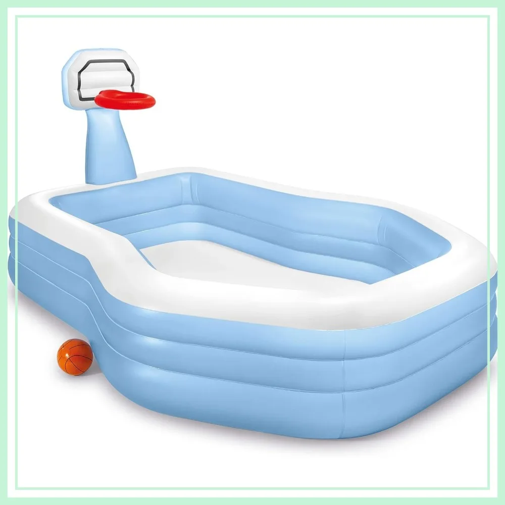 101 Inch Inflatable Family Swimming Pool with Basketball Hoop for Kids, Blue
101 Inch Inflatable Family Swimming Pool with Basketball Hoop for Kids, Blue