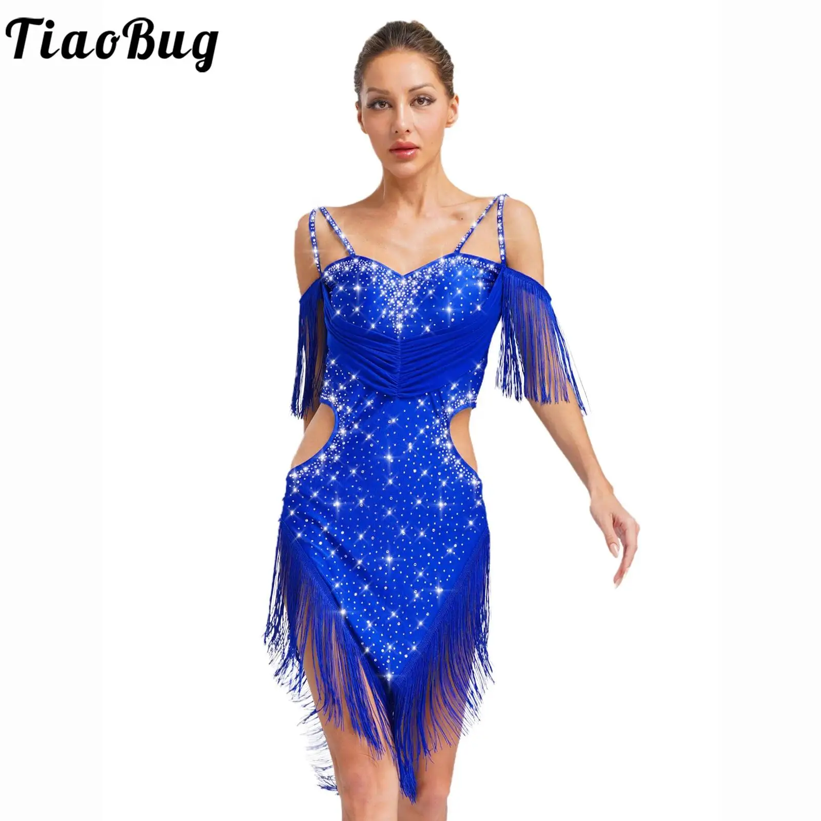Women Latin Dance Tango Performance Costume Jazz Salsa Dancewear Cutout Backless Spaghetti Straps Fringe Shiny Rhinestones Dress
Women Latin Dance Tango Performance Costume Jazz Salsa Dancewear Cutout Backless Spaghetti Straps Fringe Shiny Rhinestones Dress