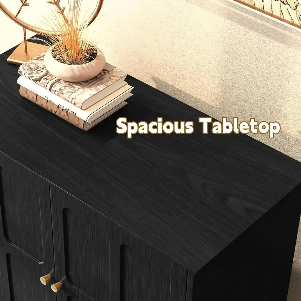 Black Side Panel Buffet Cabinet with Storage Space, Medieval Modern Double Door Adjustable Shelf Storage Cabinet
Black Side Panel Buffet Cabinet with Storage Space, Medieval Modern Double Door Adjustable Shelf Storage Cabinet