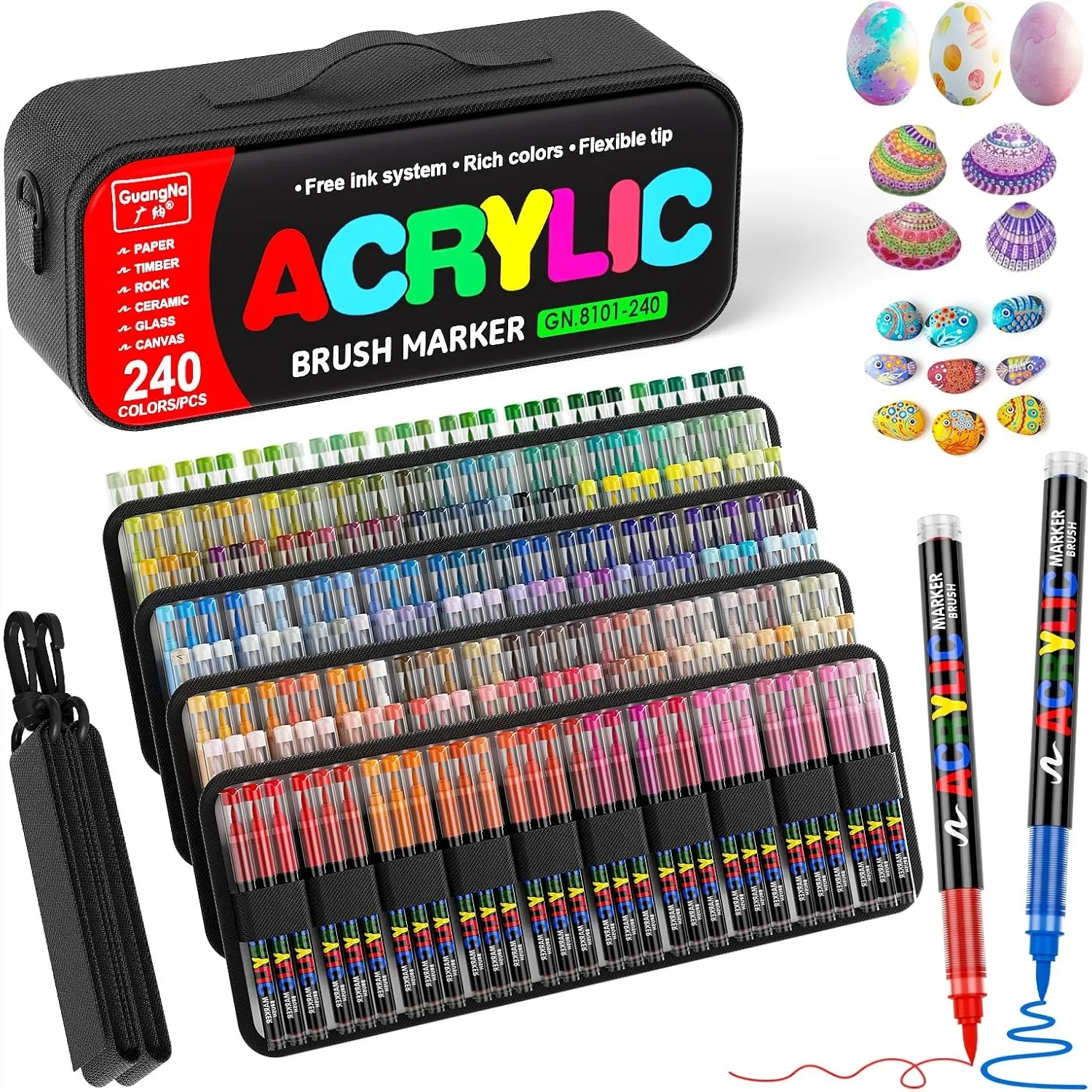 240 Colors Acrylic Paint Markers with Carrying Bag, Soft Brush Tip Pens for Wood Canvas Glass Fabric Rock Painting DIY Crafts
240 Colors Acrylic Paint Markers with Carrying Bag, Soft Brush Tip Pens for Wood Canvas Glass Fabric Rock Painting DIY Crafts