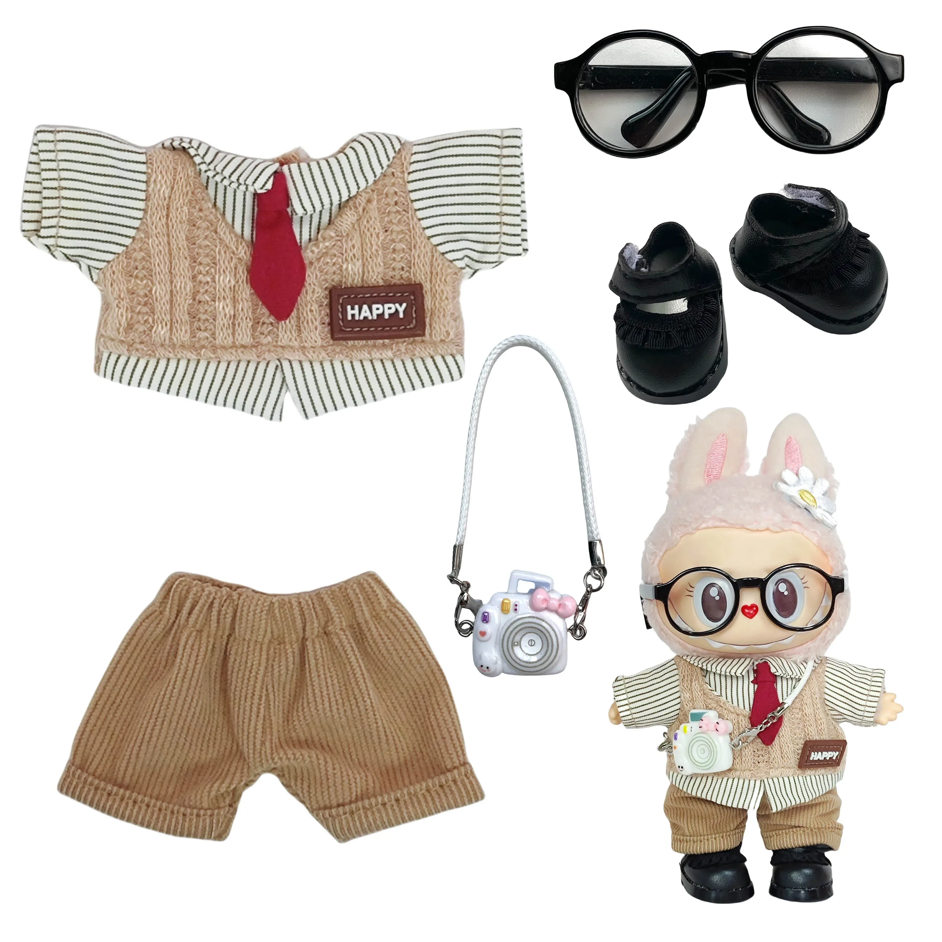 Clothes for Labubu Sweet & Cool Outfit for Dolls Campus Shirt + Punk Leather Skirt + Photographer Shoes
Clothes for Labubu Sweet & Cool Outfit for Dolls Campus Shirt + Punk Leather Skirt + Photographer Shoes