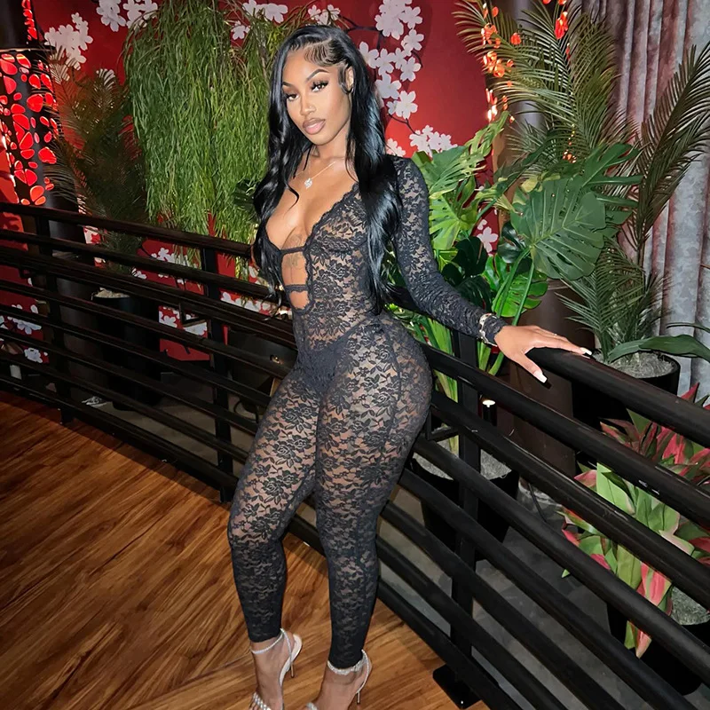 DSMTRC Sexy Jacquard Jumpsuits Women Sexy Black Mesh Patchwork Playsuits Low-Neck Hollow Skinny Midnight Party Clubwear Overalls
DSMTRC Sexy Jacquard Jumpsuits Women Sexy Black Mesh Patchwork Playsuits Low-Neck Hollow Skinny Midnight Party Clubwear Overalls