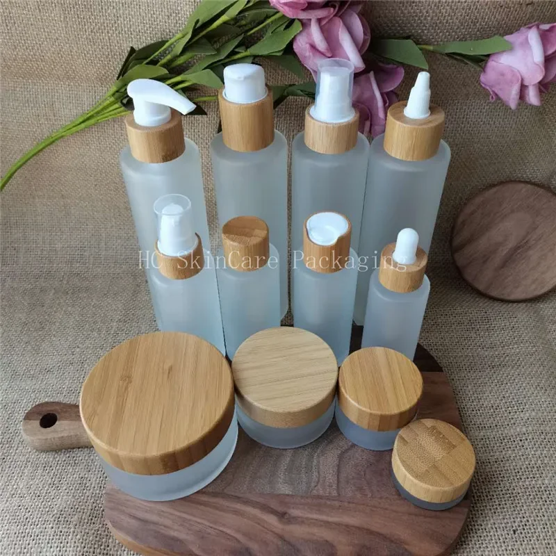 Empty High Quanlity Bamboo Matte Glass Lotion Bottles and Face Cream Jars Cosmetic Container Packaging RefillablereacycleBottles
Empty High Quanlity Bamboo Matte Glass Lotion Bottles and Face Cream Jars Cosmetic Container Packaging RefillablereacycleBottles