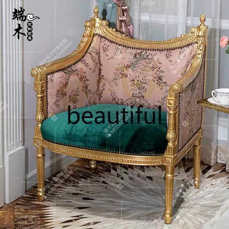 French solid wood carving flower single sofa gold retro pink fabric jacquard negotiation chair leisure sofa
French solid wood carving flower single sofa gold retro pink fabric jacquard negotiation chair leisure sofa