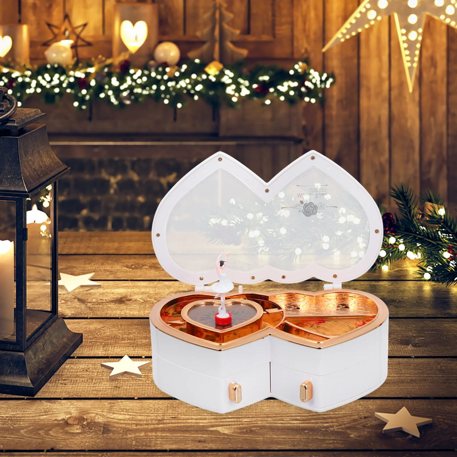 Music Jewelry Box Double Heart Shape Rotating Ballerina Transparent Lid Storage Drawer Earrings Necklace Gift Melody Box
Music Jewelry Box Double Heart Shape Rotating Ballerina Transparent Lid Storage Drawer Earrings Necklace Gift Melody Box