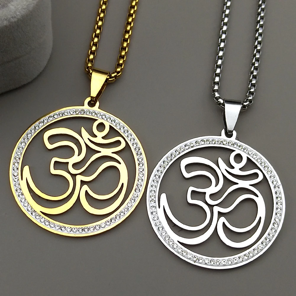 Stainless Steel Yoga Om Symbol Rhinestones Necklace for Women Men Gold Color Religion Buddhism Sign Pendants Jewelry Gift
Stainless Steel Yoga Om Symbol Rhinestones Necklace for Women Men Gold Color Religion Buddhism Sign Pendants Jewelry Gift
