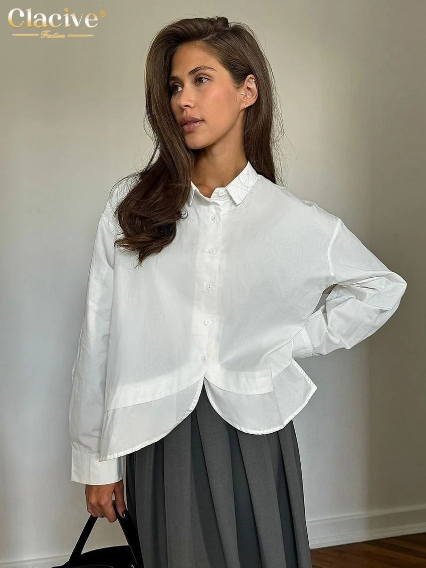 Clacive Casual Loose White Cotton Women's Blouse 2025 Fashion Lapel Long Sleeve Shirt Elegant Classic Solid Top Female Clothing
Clacive Casual Loose White Cotton Women's Blouse 2025 Fashion Lapel Long Sleeve Shirt Elegant Classic Solid Top Female Clothing