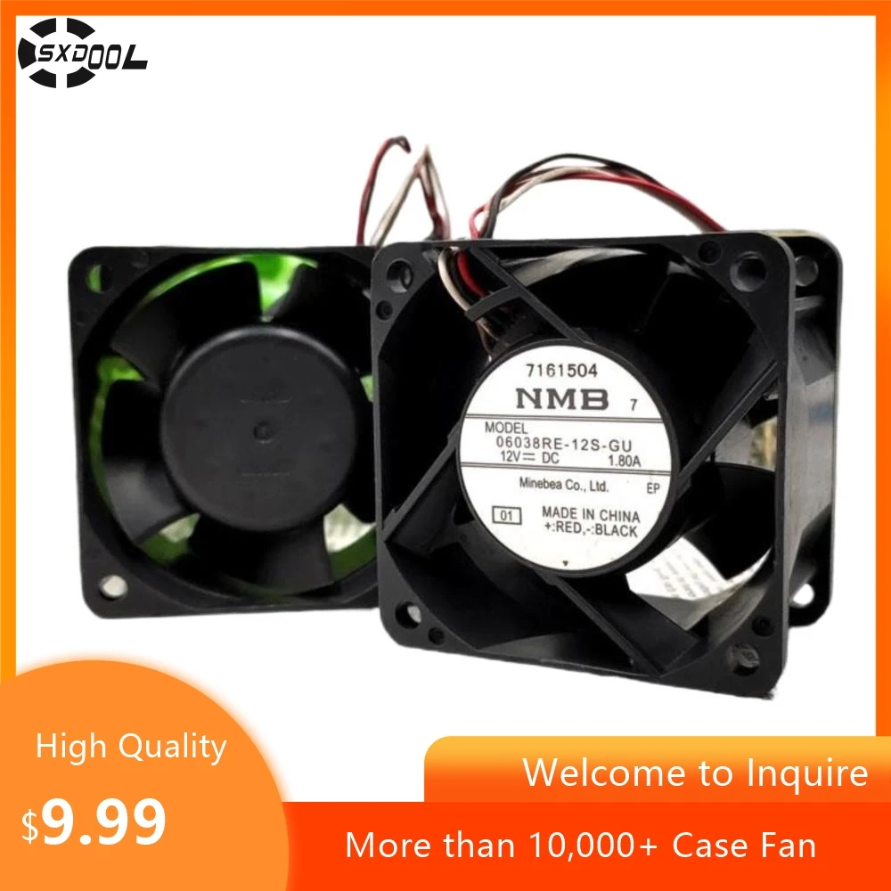 High-Speed 60mm 6cm Fan for NMB 6038RE-12S-GU Waterproof Cooling Fan, 12V 1.80A, 4-Wire Axial-Flow Inverter Fan
High-Speed 60mm 6cm Fan for NMB 6038RE-12S-GU Waterproof Cooling Fan, 12V 1.80A, 4-Wire Axial-Flow Inverter Fan