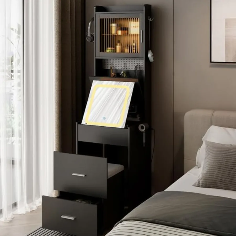 Небольшой туалетный столик с 3-мя регулируемыми зеркалами с подсветкой и стулом для хранения вещей, туалетный столик для небольшого пространства, туалетный столик с
Небольшой туалетный столик с 3-мя регулируемыми зеркалами с подсветкой и стулом для хранения вещей, туалетный столик для небольшого пространства, туалетный столик с