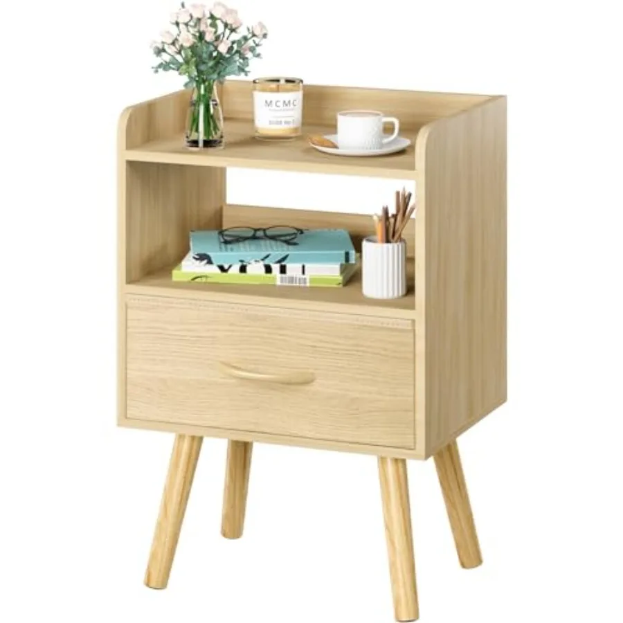 Modern Nightstand with Fabric Drawer, Bedside Tables, Mid Century Nightstand with Open Storage Shelf, Wood Bedside Table, Small
Modern Nightstand with Fabric Drawer, Bedside Tables, Mid Century Nightstand with Open Storage Shelf, Wood Bedside Table, Small
