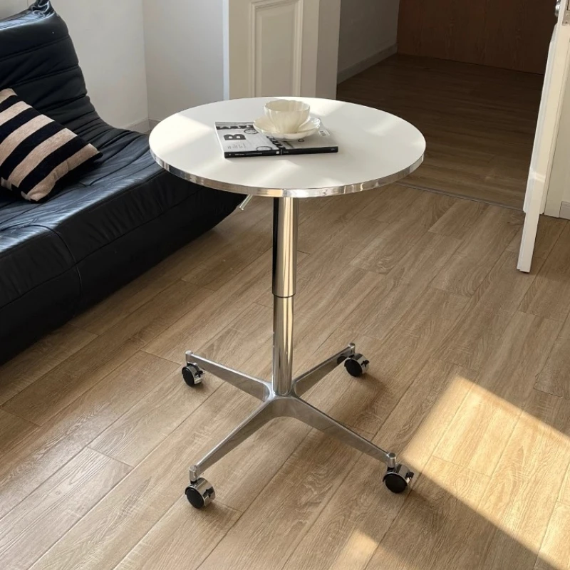 Modern Mobile Round Dining Table with Silver Edge, Height Adjustable Side Table for Cafe Office Kitchen Island Small Space Use
Modern Mobile Round Dining Table with Silver Edge, Height Adjustable Side Table for Cafe Office Kitchen Island Small Space Use