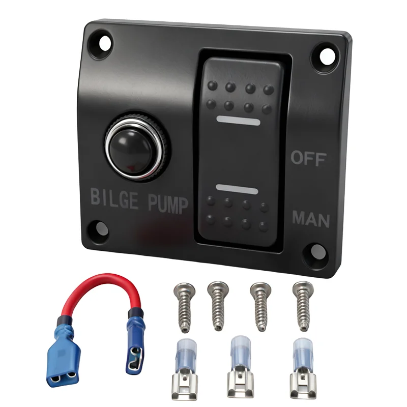12VDC Waterproof Marine Control Rocker Switch Panel Dual Light Automatic Bilge Pump Switch Panel with Circuit Breaker for RV
12VDC Waterproof Marine Control Rocker Switch Panel Dual Light Automatic Bilge Pump Switch Panel with Circuit Breaker for RV