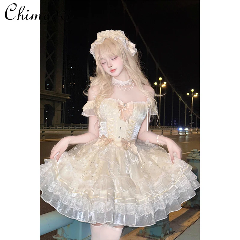 Sweet Generated Color Flash Bow Lolita Dress Spring Summer New Cute Big Bow Trailing High Waist Birthday Party Princess Dresses
Sweet Generated Color Flash Bow Lolita Dress Spring Summer New Cute Big Bow Trailing High Waist Birthday Party Princess Dresses