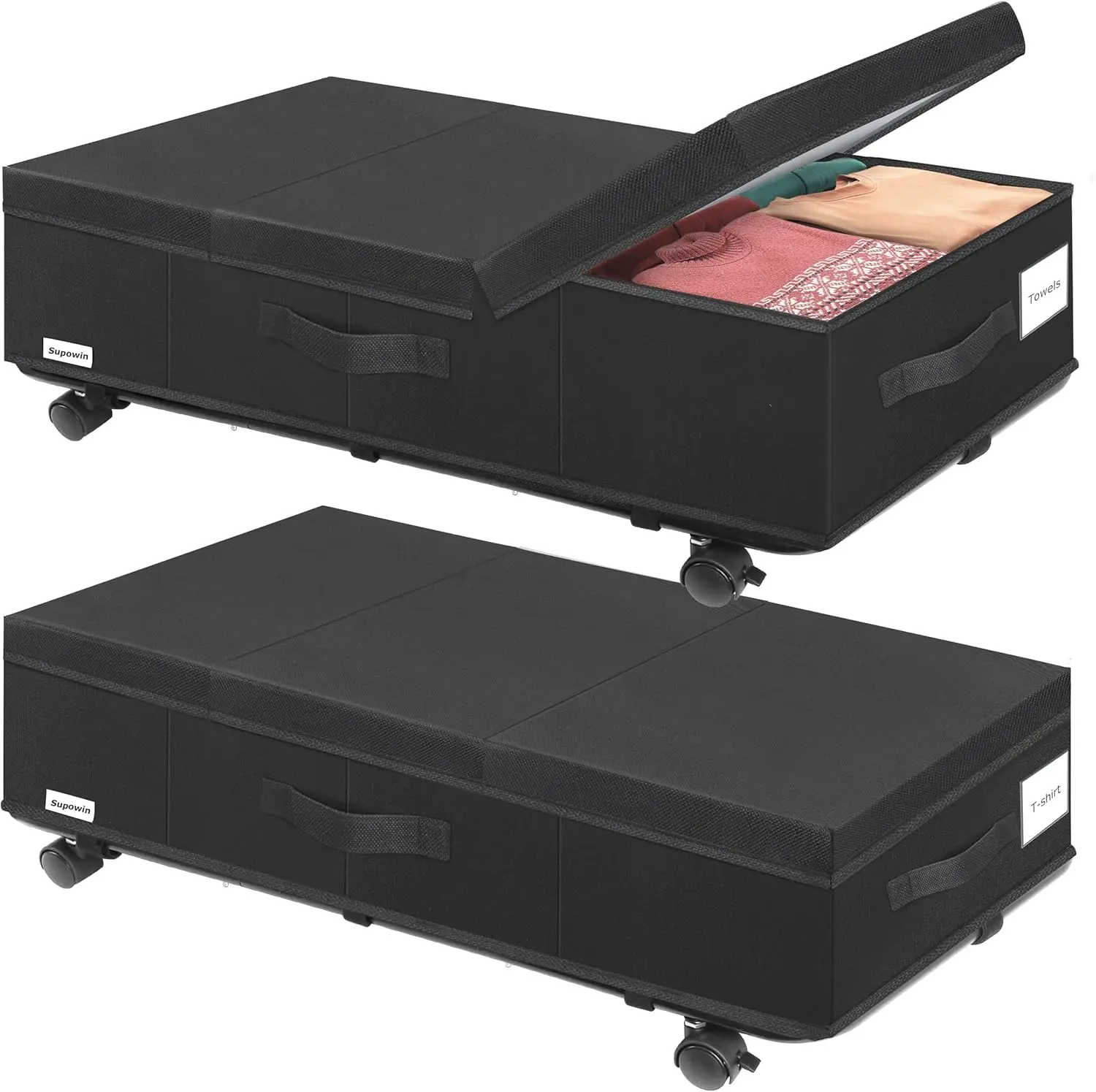 Rolling Underbed Storage Containers with Lids and Wheels, Reinforced Metal Bottom Support, Three Handles for Shoe Organizer
Rolling Underbed Storage Containers with Lids and Wheels, Reinforced Metal Bottom Support, Three Handles for Shoe Organizer