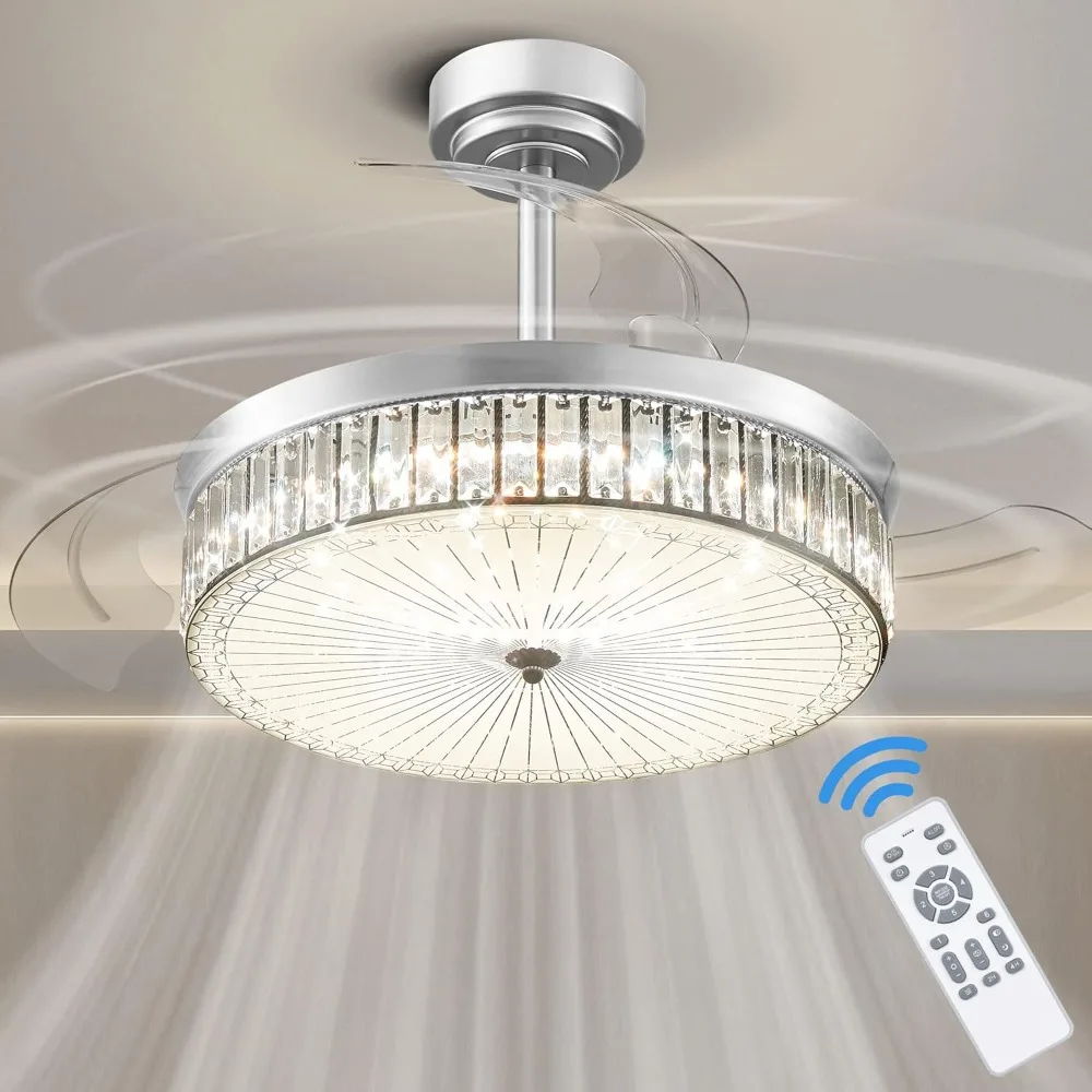 Crystal Ceiling Fan Light with Remote Control, Crystal Ceiling Light with Reversible Motor, Retractable Ceilings Fan with Lights
Crystal Ceiling Fan Light with Remote Control, Crystal Ceiling Light with Reversible Motor, Retractable Ceilings Fan with Lights