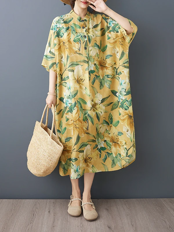 Beachy Bohemian Cotton Linen Shirt Dress for Women Summer New round Neck Short Sleeve Batwing Sleeve Gown Long Straight Skirt
Beachy Bohemian Cotton Linen Shirt Dress for Women Summer New round Neck Short Sleeve Batwing Sleeve Gown Long Straight Skirt