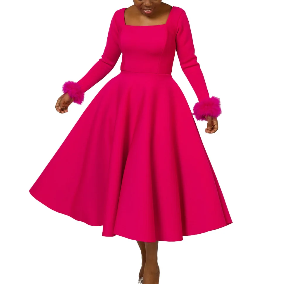 Elegant African Party Dresses for Women Autumn Africa Long Sleeve Square Collar Solid Color Midi Dress Dashiki African Clothing
Elegant African Party Dresses for Women Autumn Africa Long Sleeve Square Collar Solid Color Midi Dress Dashiki African Clothing