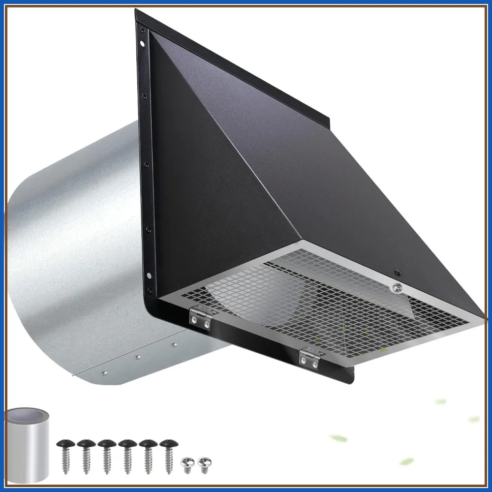 8 inch Wall Vent with Screen and Damper, Black Exhaust Duct Cover for Kitchen, Bathroom, Dryer
8 inch Wall Vent with Screen and Damper, Black Exhaust Duct Cover for Kitchen, Bathroom, Dryer