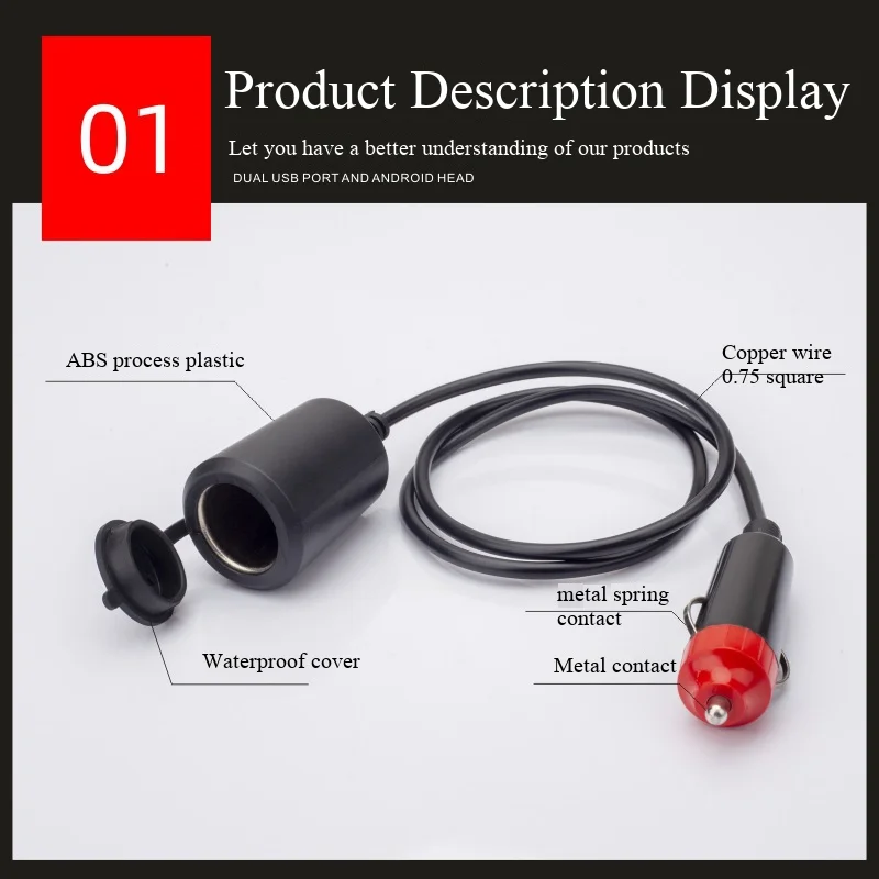 1PCS Factory Sales 1m 12/24v Black Car Power Charger Battery Cigarette Lighter Plug with LED Switch to Female Cable
1PCS Factory Sales 1m 12/24v Black Car Power Charger Battery Cigarette Lighter Plug with LED Switch to Female Cable
