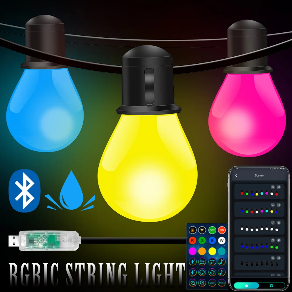 App/Remote Control 15M Outdoor Waterproof LED String Light G40 Bulb Fairy String Light for Party Garden Patio Garlands Decorate
App/Remote Control 15M Outdoor Waterproof LED String Light G40 Bulb Fairy String Light for Party Garden Patio Garlands Decorate