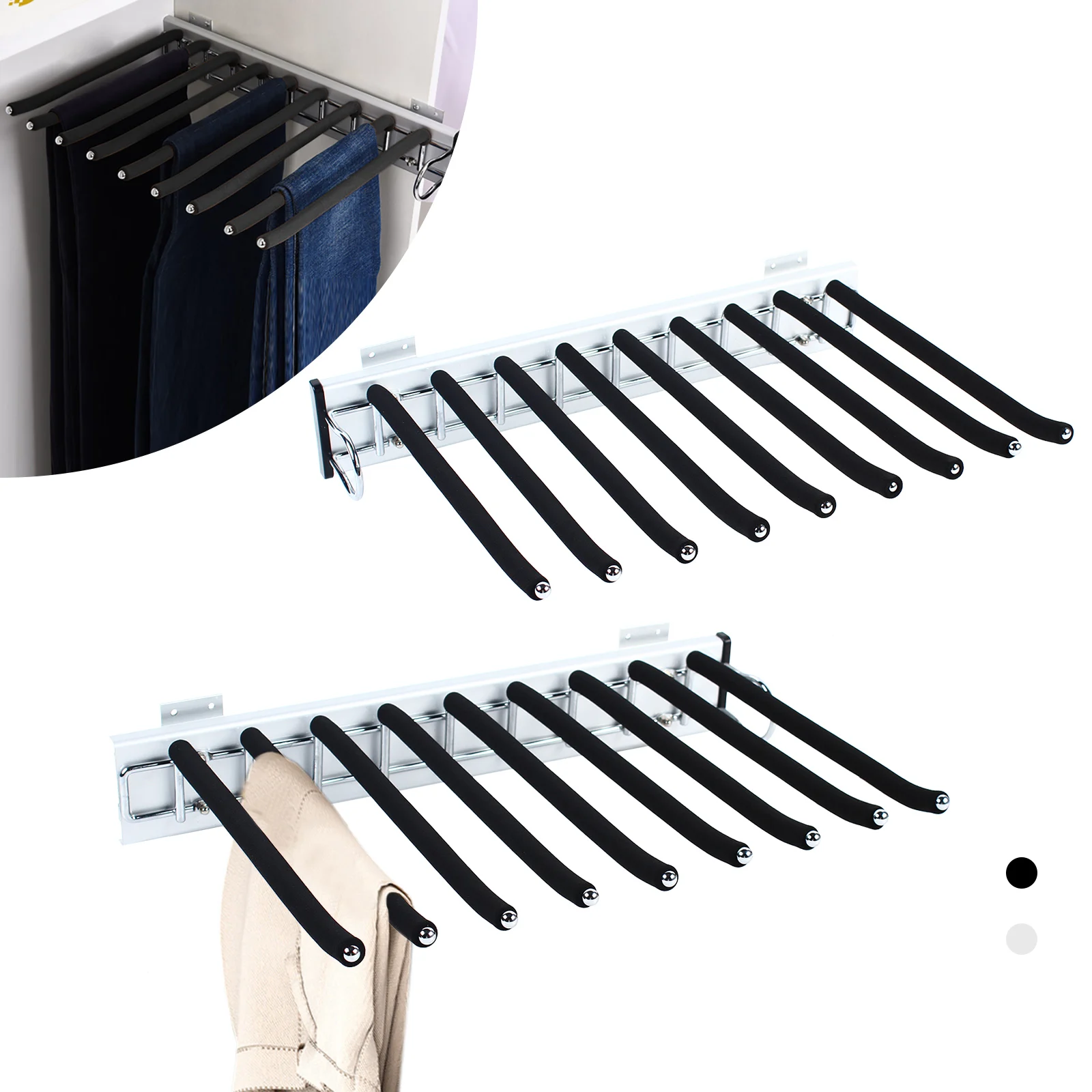 9-Tier Pants Hangers with Pull-Out Rail, Non-Slip Rods, Aluminum and Stainless Steel, Ideal Closet Organizer for Jeans and Trous
9-Tier Pants Hangers with Pull-Out Rail, Non-Slip Rods, Aluminum and Stainless Steel, Ideal Closet Organizer for Jeans and Trous