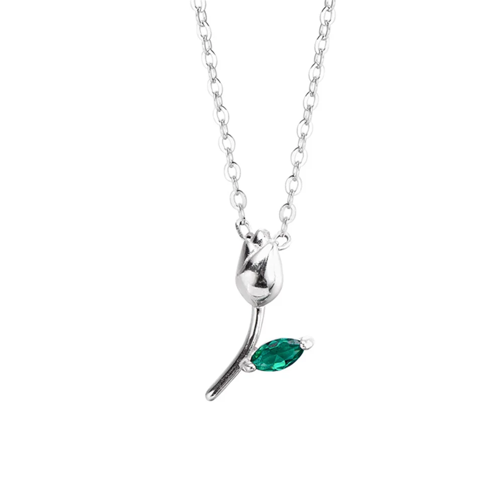 Korean Women's Tulip Necklace, S925 Silver, Emerald Zircon Forest-Style Light Luxury Temperament Flower Collarbone Chain
Korean Women's Tulip Necklace, S925 Silver, Emerald Zircon Forest-Style Light Luxury Temperament Flower Collarbone Chain