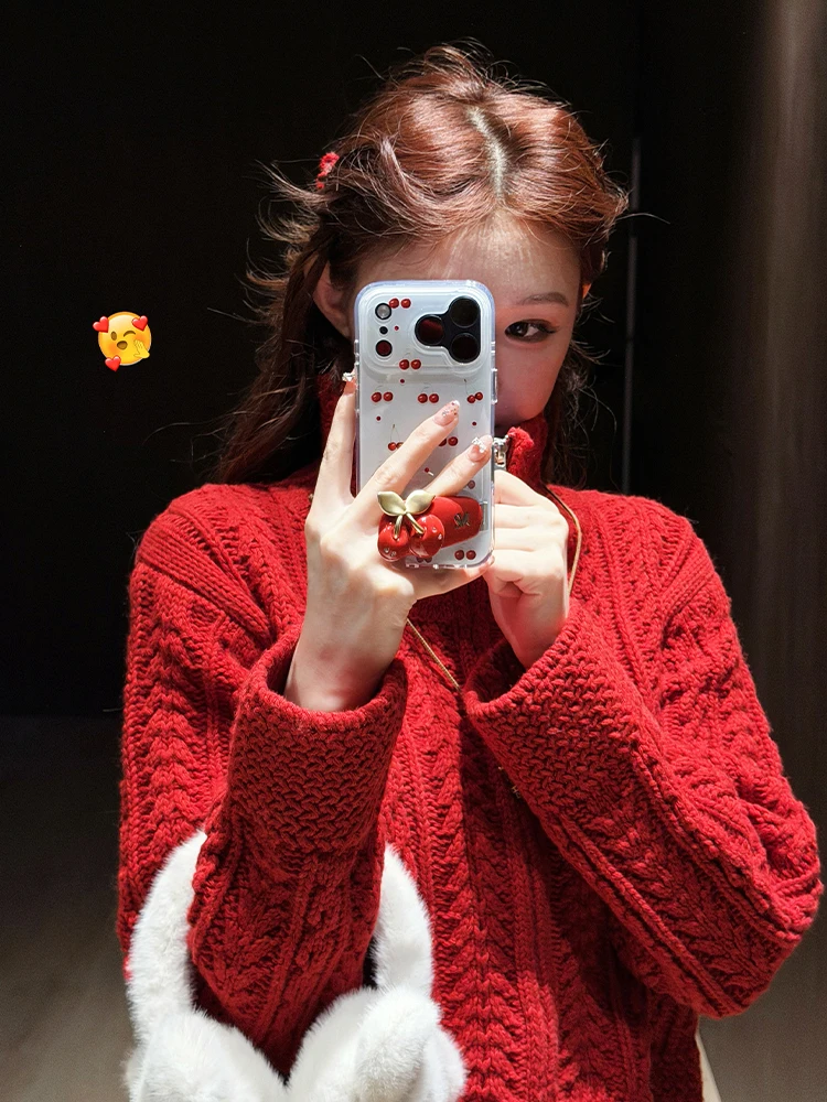 Red Knitted Woolen Sweater Women's Loose Fit Spring Faion Korean Sle Warm Thermal round Ne Long Sve Knitwear Top
Red Knitted Woolen Sweater Women's Loose Fit Spring Faion Korean Sle Warm Thermal round Ne Long Sve Knitwear Top
