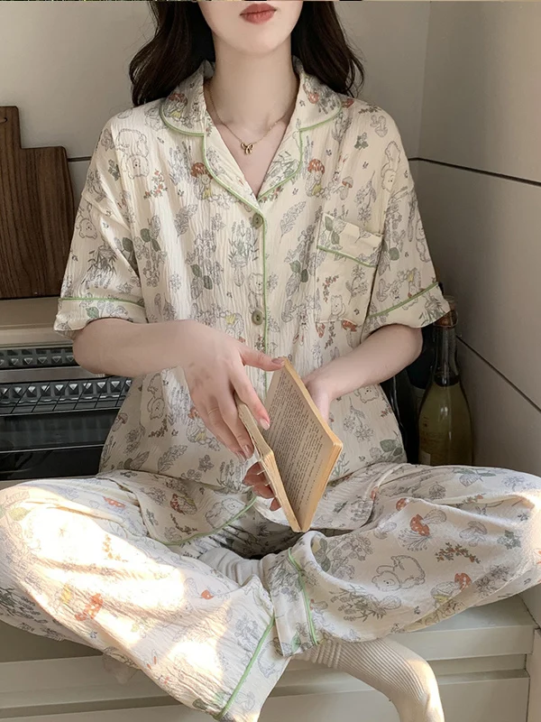 Летний комплект Cloud Cotton ort Sve с длинными брюками, женский комплект с накладкой на грудь, милая футболка, дышащая ночная рубашка
Летний комплект Cloud Cotton ort Sve с длинными брюками, женский комплект с накладкой на грудь, милая футболка, дышащая ночная рубашка