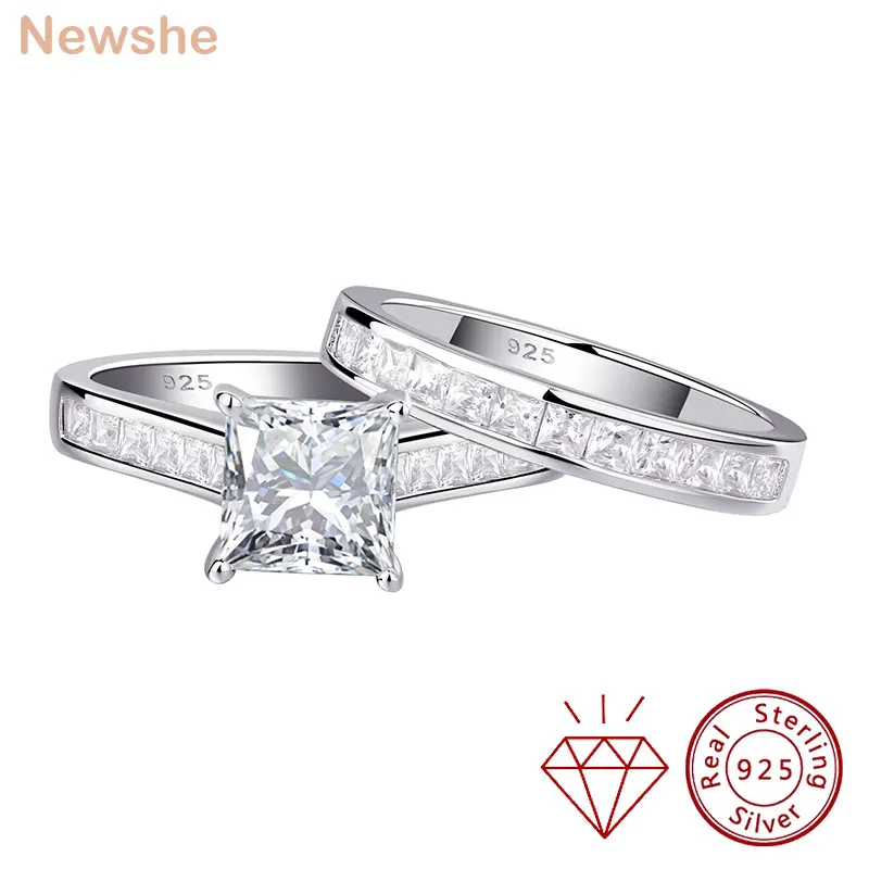 Сертифицированный Newshe набор колец с муассанитом для женщин 7*7 мм, огранка принцессы, стерлинговое серебро 925 пробы, качественные свадебные украшения
Сертифицированный Newshe набор колец с муассанитом для женщин 7*7 мм, огранка принцессы, стерлинговое серебро 925 пробы, качественные свадебные украшения