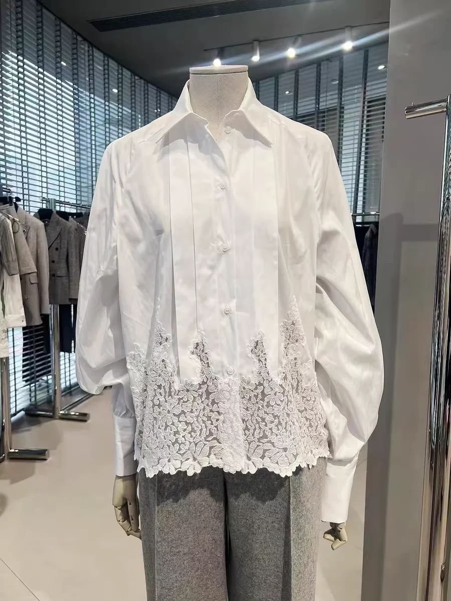 Cotton Shirt For Ladies 2026 Spring Summer White Blouse Fashion Women's Lace Shirt
Cotton Shirt For Ladies 2026 Spring Summer White Blouse Fashion Women's Lace Shirt