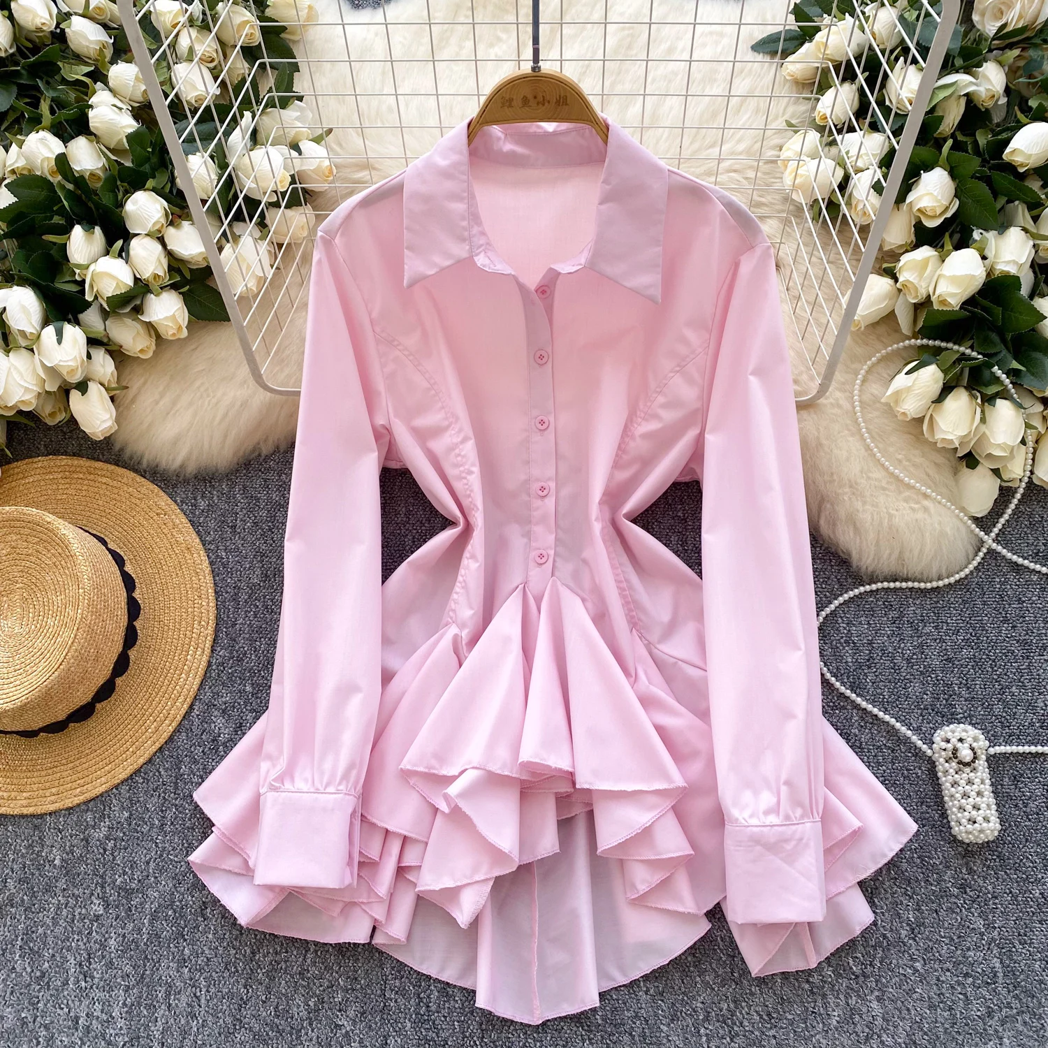 ALPHALMODA 2025 Spring, Women Ruffle Shirt, Irregular Ruffles, Long-sleeved, Turn-down Collar, Loose Top, Unique Fashion Shirt
ALPHALMODA 2025 Spring, Women Ruffle Shirt, Irregular Ruffles, Long-sleeved, Turn-down Collar, Loose Top, Unique Fashion Shirt