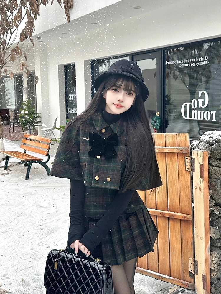 Large Size British College Style Sweet Woolen Cloak Shoulder for Women Winter Plaid Half Skirt Princess Feeling Set Korean St...
Large Size British College Style Sweet Woolen Cloak Shoulder for Women Winter Plaid Half Skirt Princess Feeling Set Korean St...