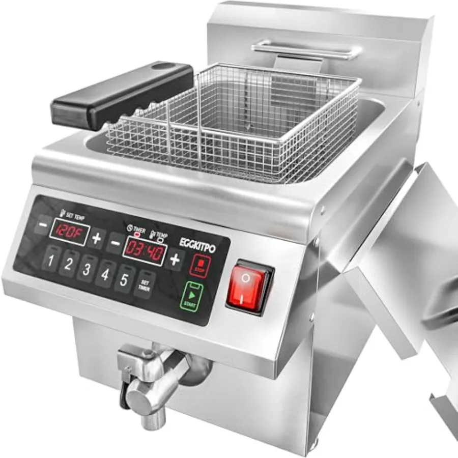 12.6 QT Commercial Fryer Induction Fryer with Timer and Drain Electric Deep Fryer with Basket and Lid 12 L Large Countertop fry
12.6 QT Commercial Fryer Induction Fryer with Timer and Drain Electric Deep Fryer with Basket and Lid 12 L Large Countertop fry