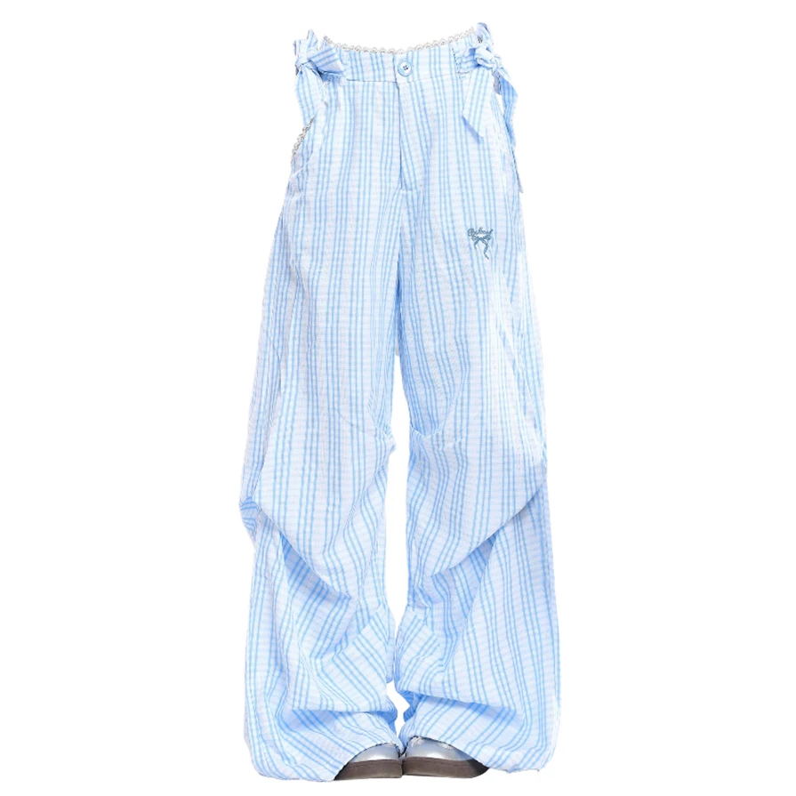 Women's Blue Striped Bow Embroidery Harajuku Day Simple Casual Pants Loose Wide Leg Pants Y2k Hip Hop Pants Straight Leg Pants
Women's Blue Striped Bow Embroidery Harajuku Day Simple Casual Pants Loose Wide Leg Pants Y2k Hip Hop Pants Straight Leg Pants