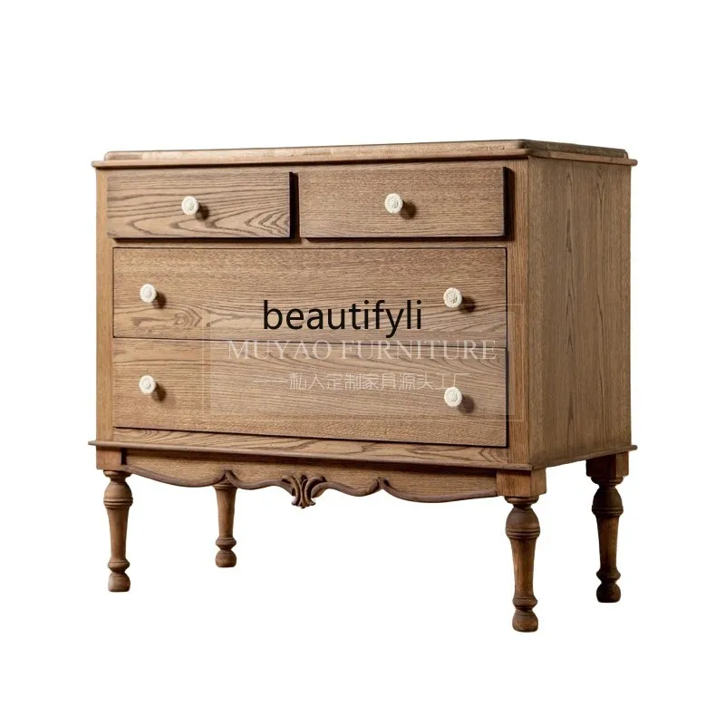 French retro solid wood chest cabinet American antique drawer porch locker bedroom storage cabinet
French retro solid wood chest cabinet American antique drawer porch locker bedroom storage cabinet