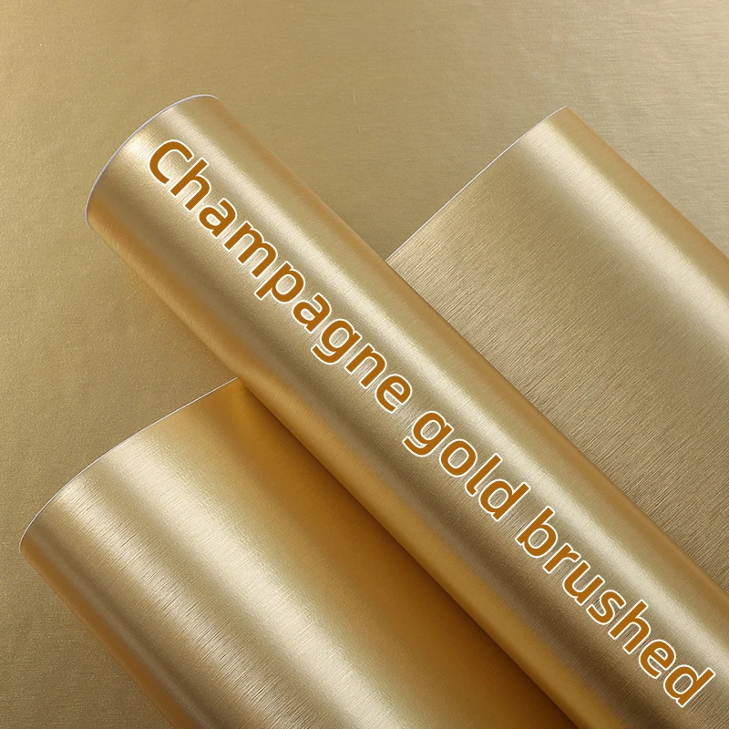 Luxury champagne gold brushed metal film stickers, elevator doors,refrigerators,cabinets renovation color changing paper
Luxury champagne gold brushed metal film stickers, elevator doors,refrigerators,cabinets renovation color changing paper