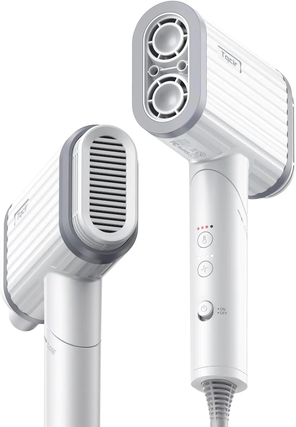 Фен с двумя бесщеточными моторами, 220 000 об/мин, для быстрой сушки, 500 млн отрицательных ионов для длинных и густых волос, низкий уровень шума, 4 температурных режима/скорости
Фен с двумя бесщеточными моторами, 220 000 об/мин, для быстрой сушки, 500 млн отрицательных ионов для длинных и густых волос, низкий уровень шума, 4 температурных режима/скорости